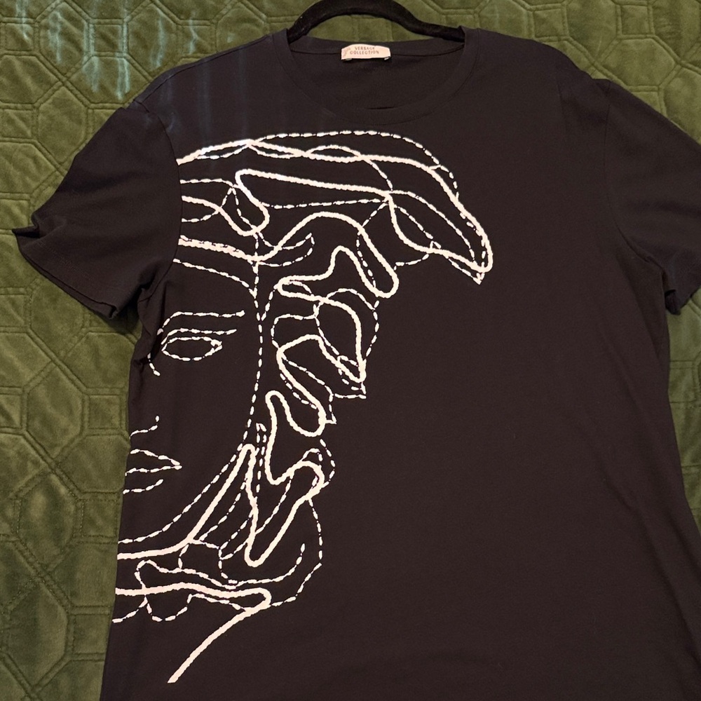 Versace Black Tee with White Graphic